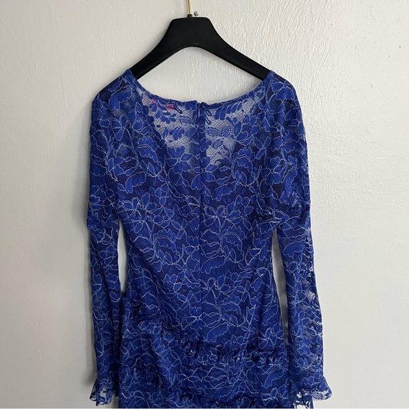 Shoe Dazzle NWT Royal Blue Lace Ruffle Trim Dress - Picture 13 of 14